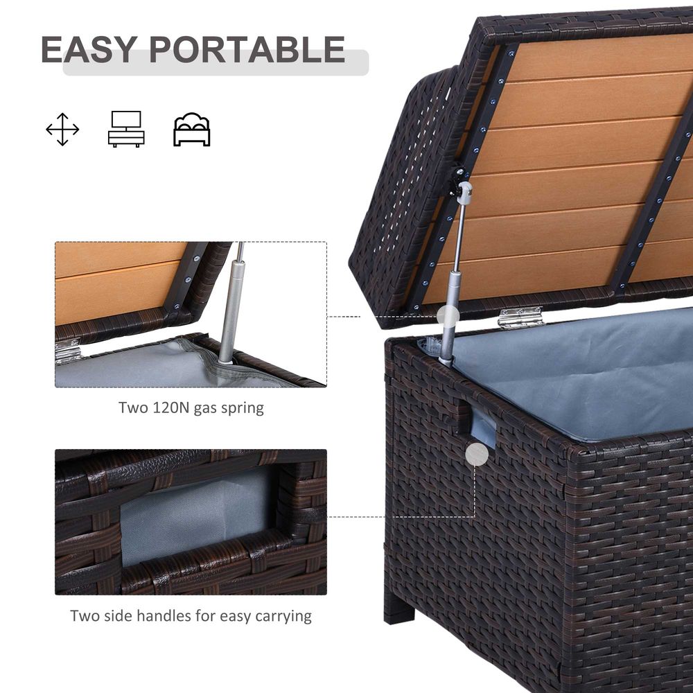 Premium Rattan Garden Storage - 102Lx51Wx51H cm Brown - Cabinet Cushion Box Chest - SGP Garden Ltd