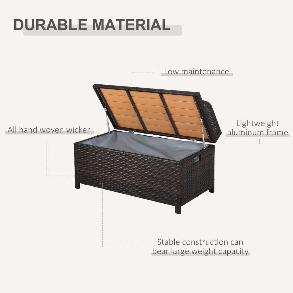 Premium Rattan Garden Storage - 102Lx51Wx51H cm Brown - Cabinet Cushion Box Chest - SGP Garden Ltd