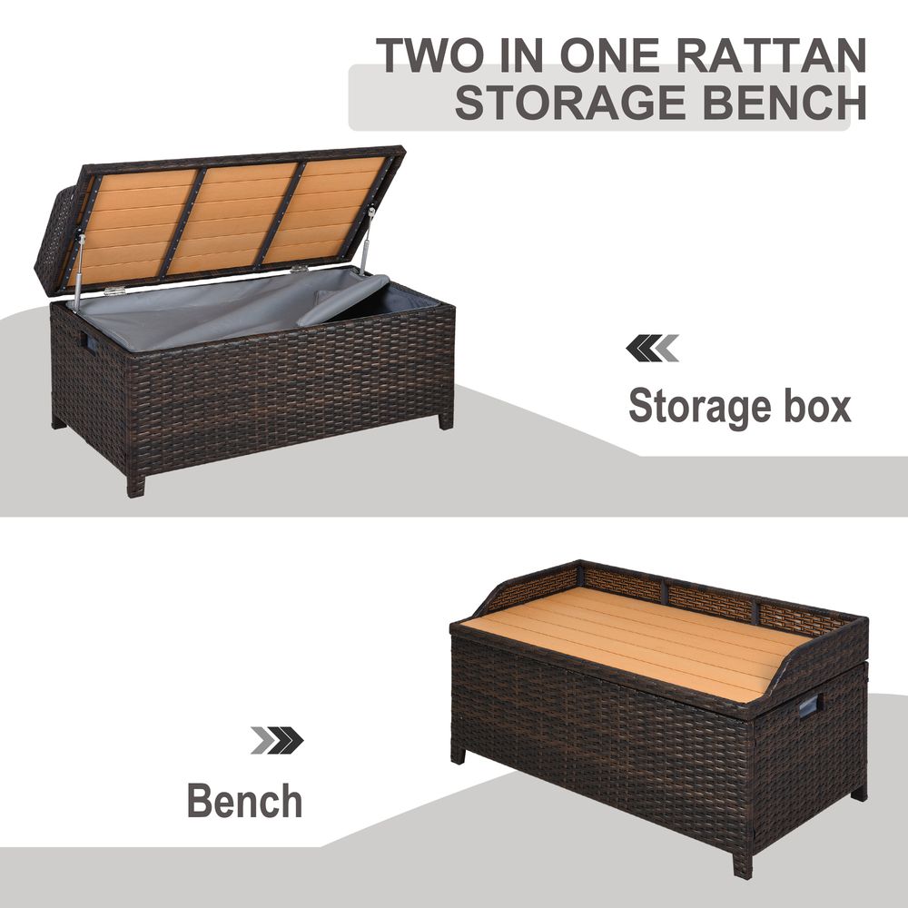 Premium Rattan Garden Storage - 102Lx51Wx51H cm Brown - Cabinet Cushion Box Chest - SGP Garden Ltd