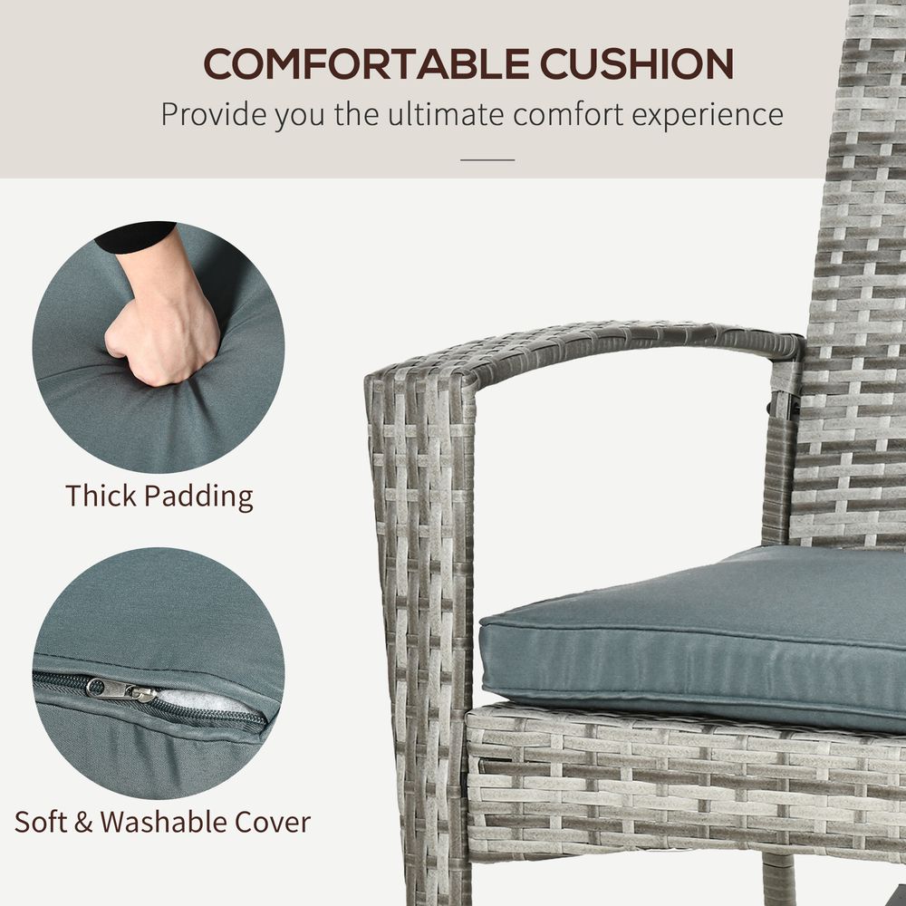 Premium Rattan Rocking Chair - Light Grey | Cushion Included - SGP Garden Ltd