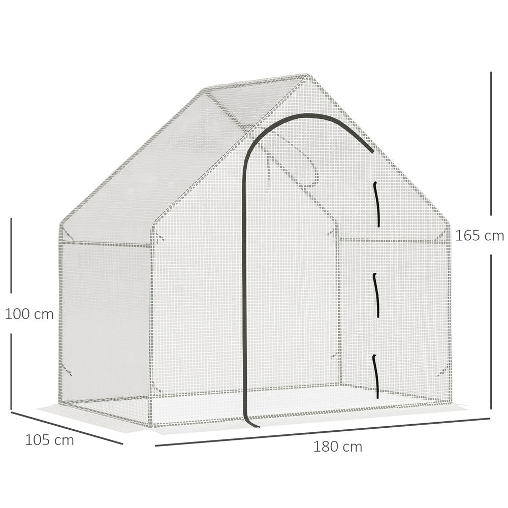 Premium Walk-In Greenhouse | 180x100x165cm | White | Steel Frame | Accessories Included - SGP Garden Ltd