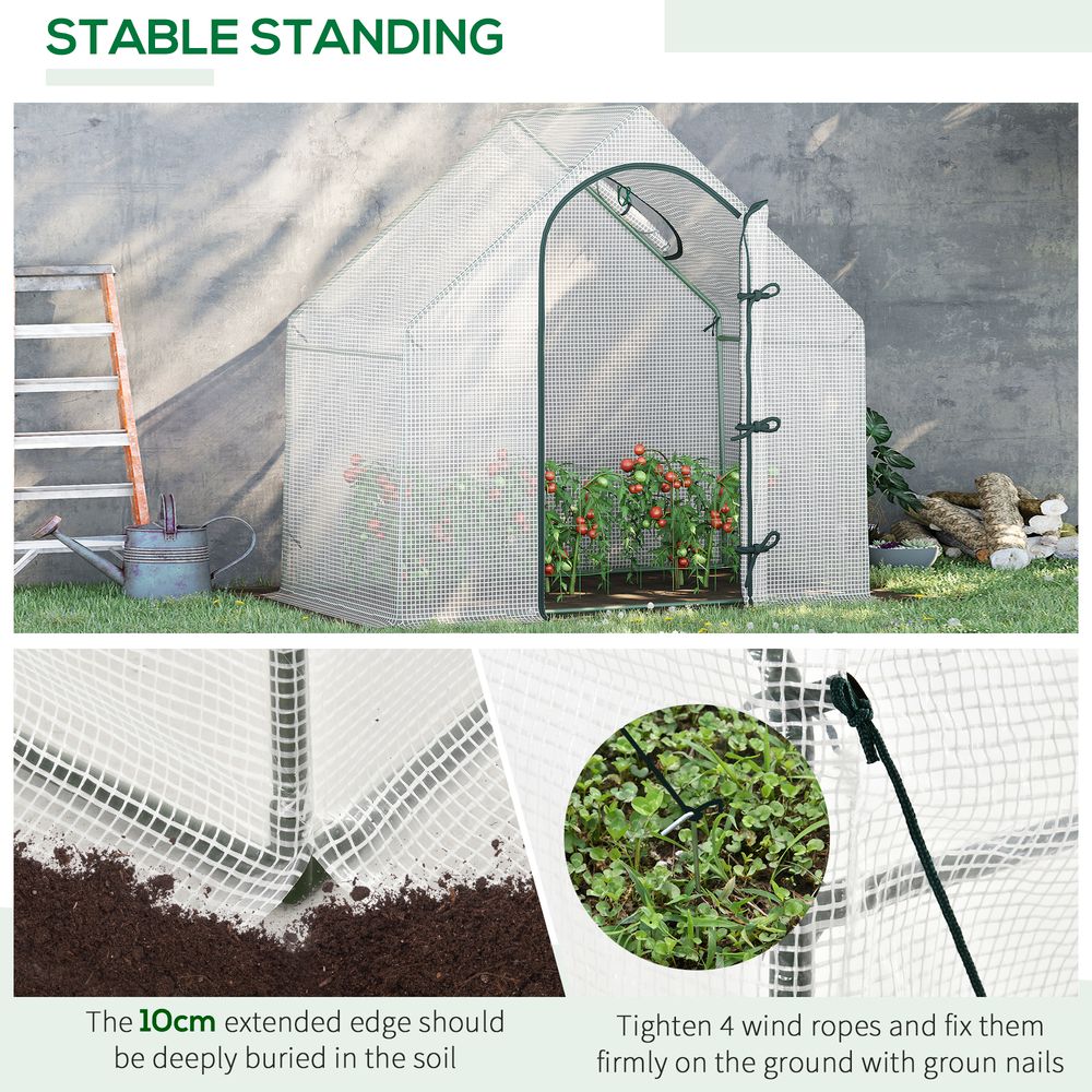 Premium Walk-In Greenhouse | 180x100x165cm | White | Steel Frame | Accessories Included - SGP Garden Ltd