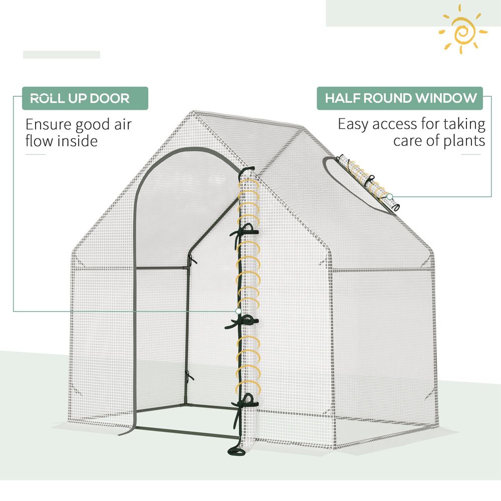 Premium Walk-In Greenhouse | 180x100x165cm | White | Steel Frame | Accessories Included - SGP Garden Ltd