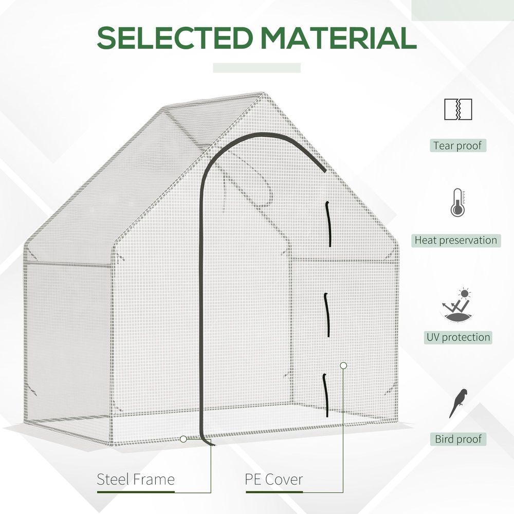Premium Walk-In Greenhouse | 180x100x165cm | White | Steel Frame | Accessories Included - SGP Garden Ltd