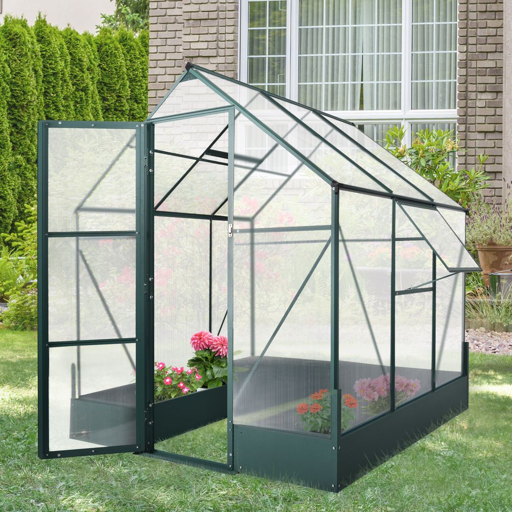 Premium Walk-in Greenhouse - Aluminum Frame, Polycarbonate Panels, Plant Bed - SGP Garden Ltd