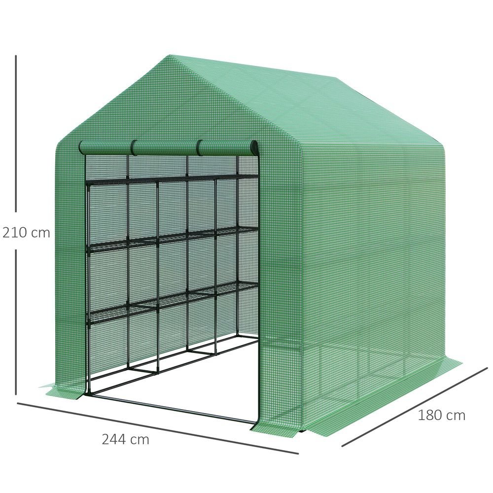 Premium Walk-In Greenhouse w/ Removable Cover & Shelves - High-Quality & Eco-Friendly - 244x180x210cm - SGP Garden Ltd