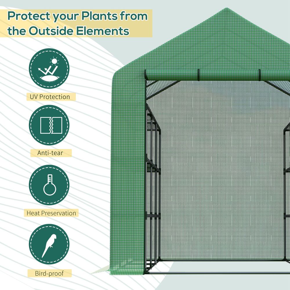 Premium Walk-In Greenhouse w/ Removable Cover & Shelves - High-Quality & Eco-Friendly - 244x180x210cm - SGP Garden Ltd