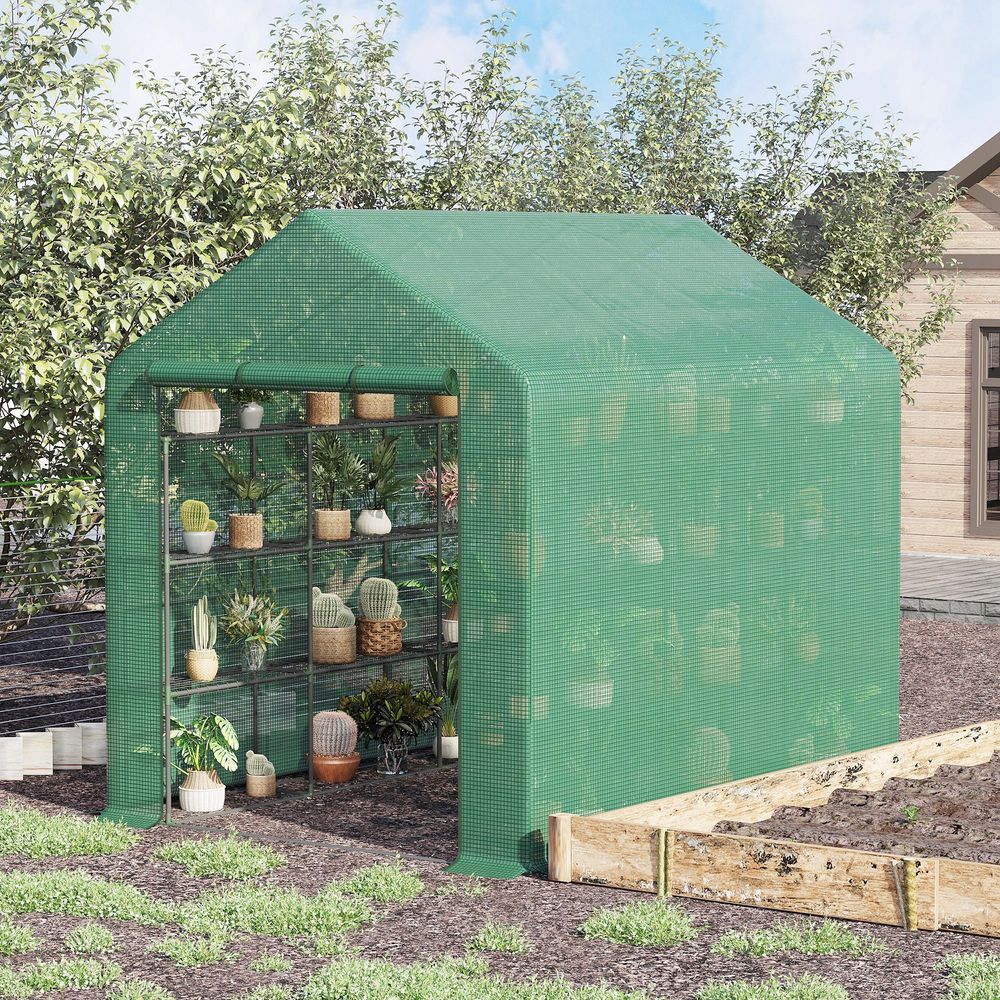 Premium Walk-In Greenhouse w/ Removable Cover & Shelves - High-Quality & Eco-Friendly - 244x180x210cm - SGP Garden Ltd