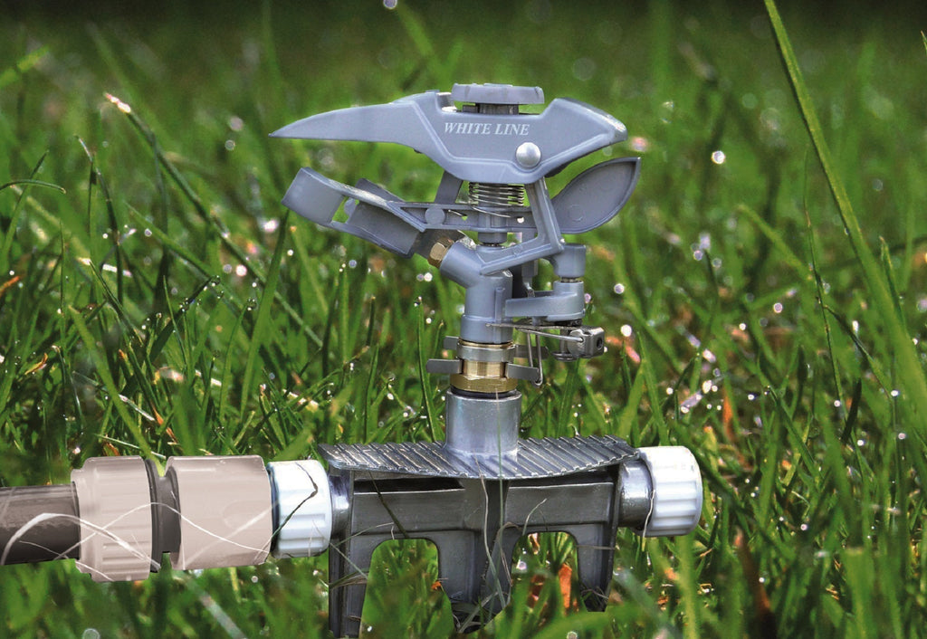 Pulsating Lawn Sprinkler - Triton White Line Garden Hose Pipe Garden Watering - SGP Garden Ltd