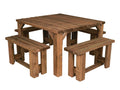 QUADRUM Picnic Table With 4 Benches - Rustic Finish - SGP Garden Ltd