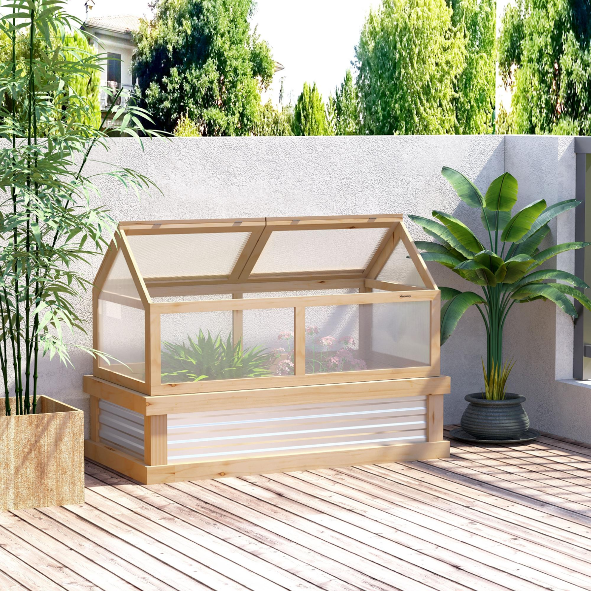 Raised Garden Flower Bed Kit with Greenhouse - SGP Garden Ltd