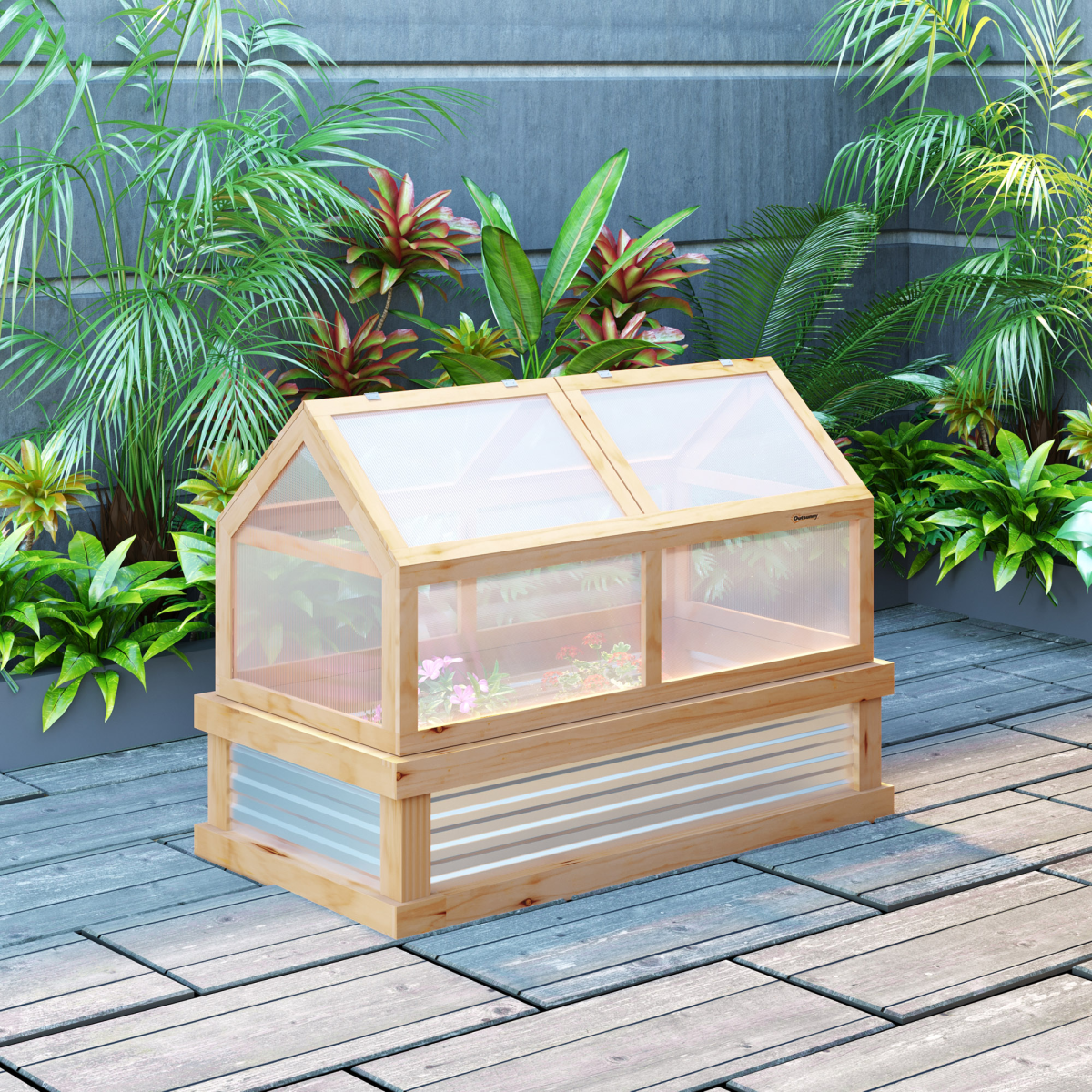 Raised Garden Flower Bed Kit with Greenhouse - SGP Garden Ltd