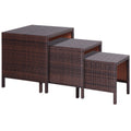 Rattan Nesting Table Set Three Piece Stacking Coffee Side Garden - SGP Garden Ltd