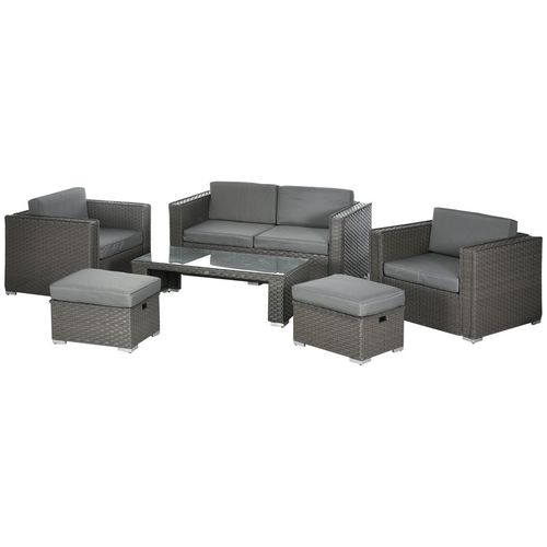 Rattan Set, 6 PC-Grey - SGP Garden Ltd