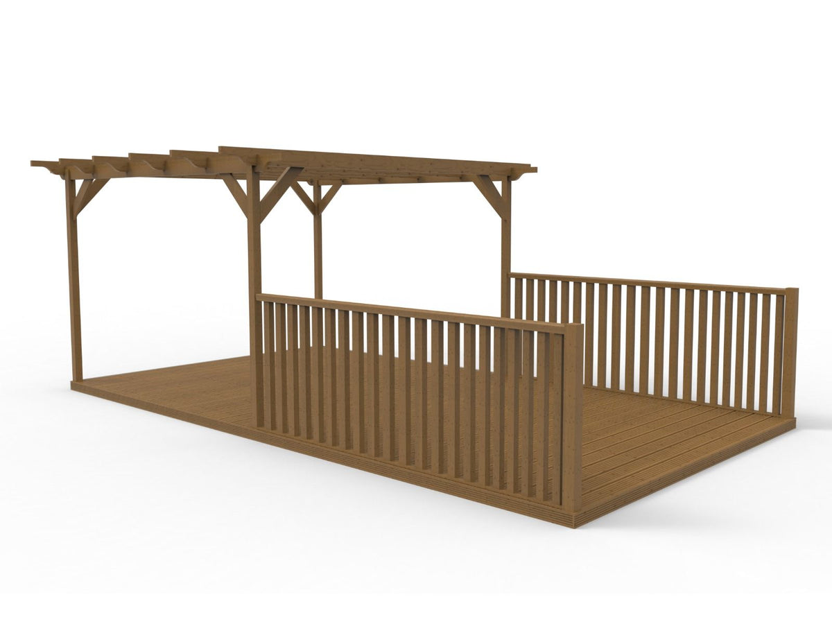 Rectangular Pergola And Decking Kit With Balustrade V.1 - SGP Garden Ltd
