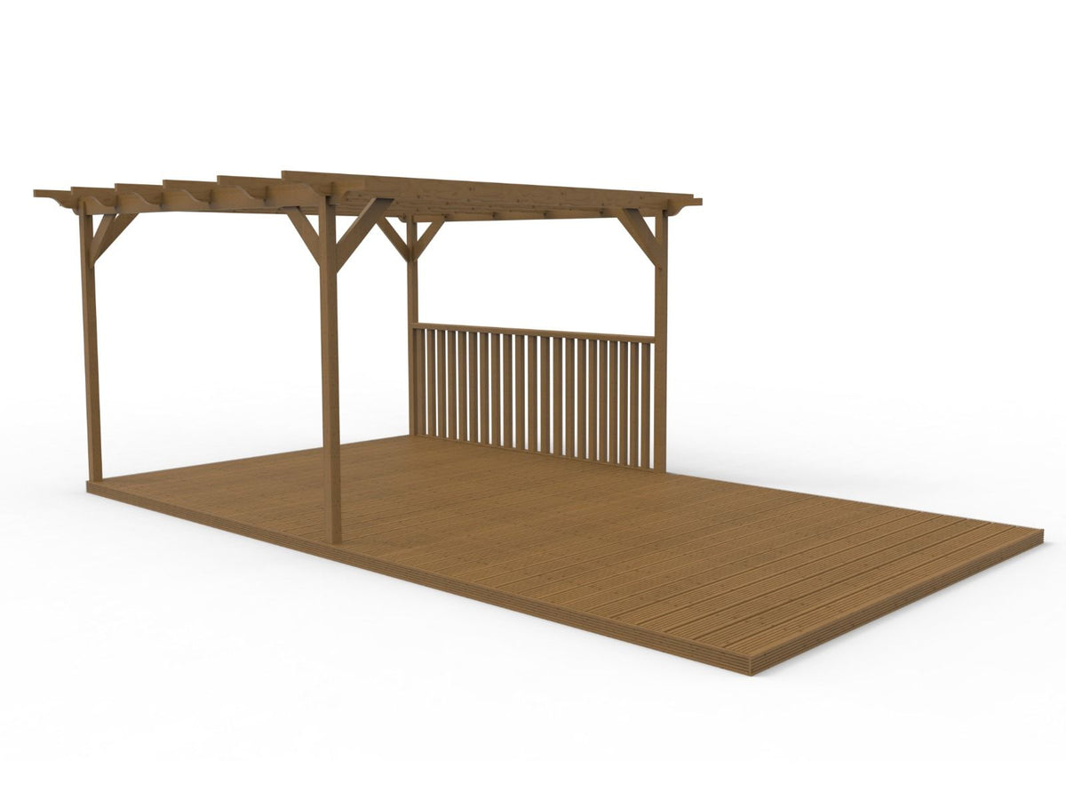 Rectangular Pergola And Decking Kit With Balustrade V.4 - SGP Garden Ltd