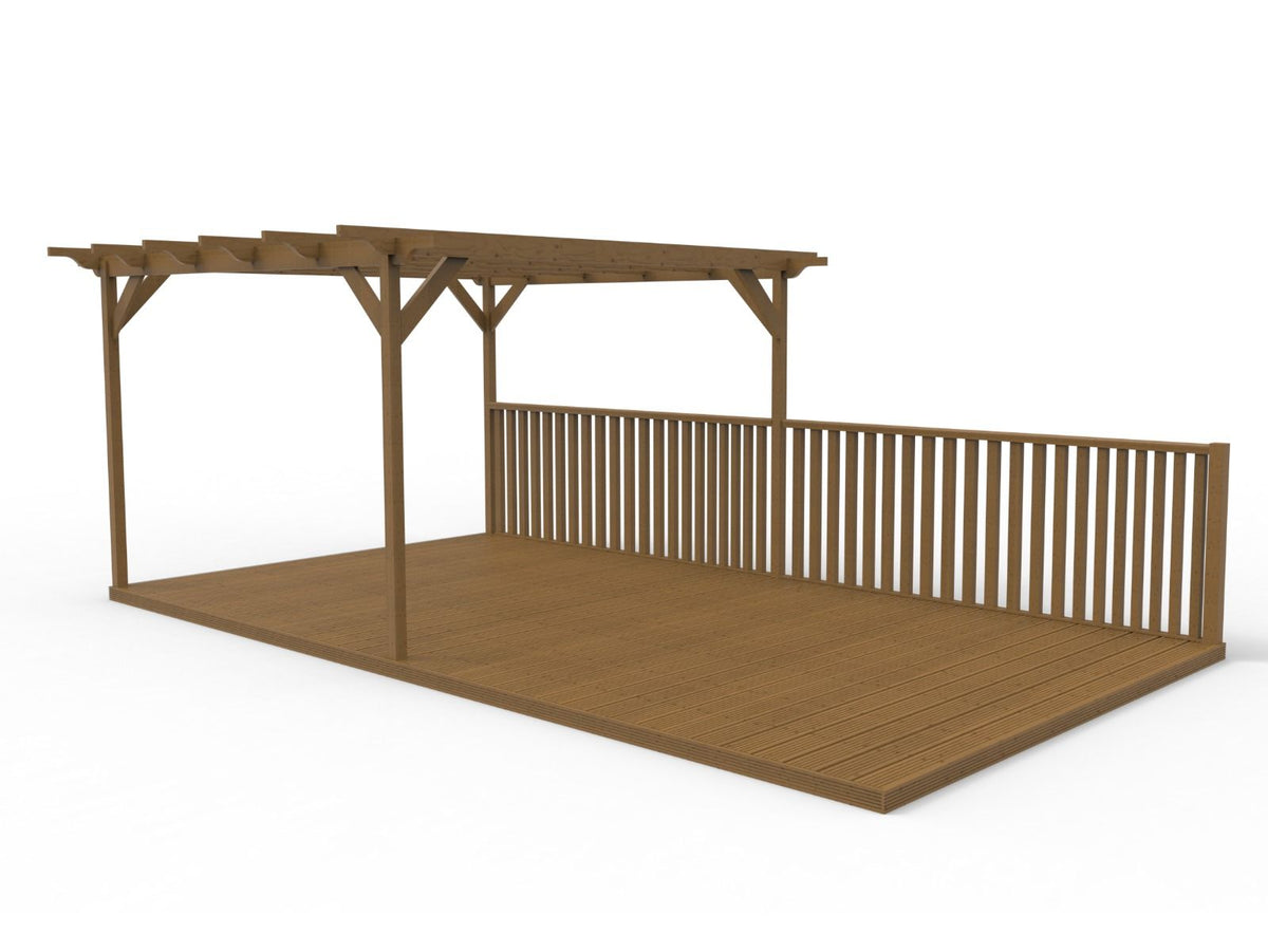 Rectangular Pergola And Decking Kit With Balustrade V.5 - SGP Garden Ltd
