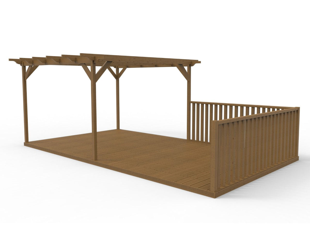 Rectangular Pergola And Decking Kit With Balustrade V.6 - SGP Garden Ltd