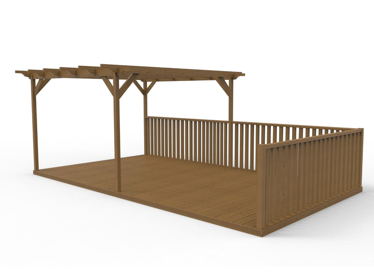 Rectangular Pergola And Decking Kit With Balustrade V.7 - SGP Garden Ltd