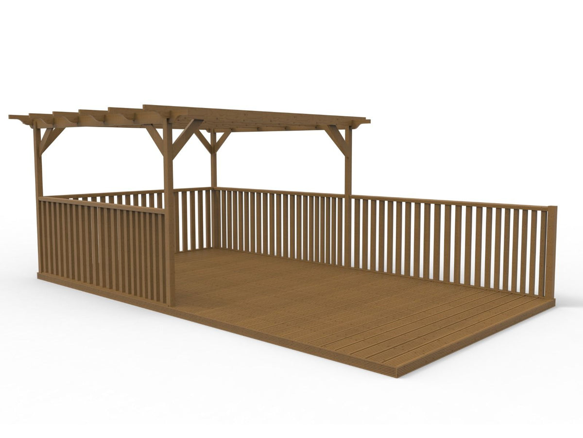Rectangular Pergola And Decking Kit With Balustrade V.9 - SGP Garden Ltd