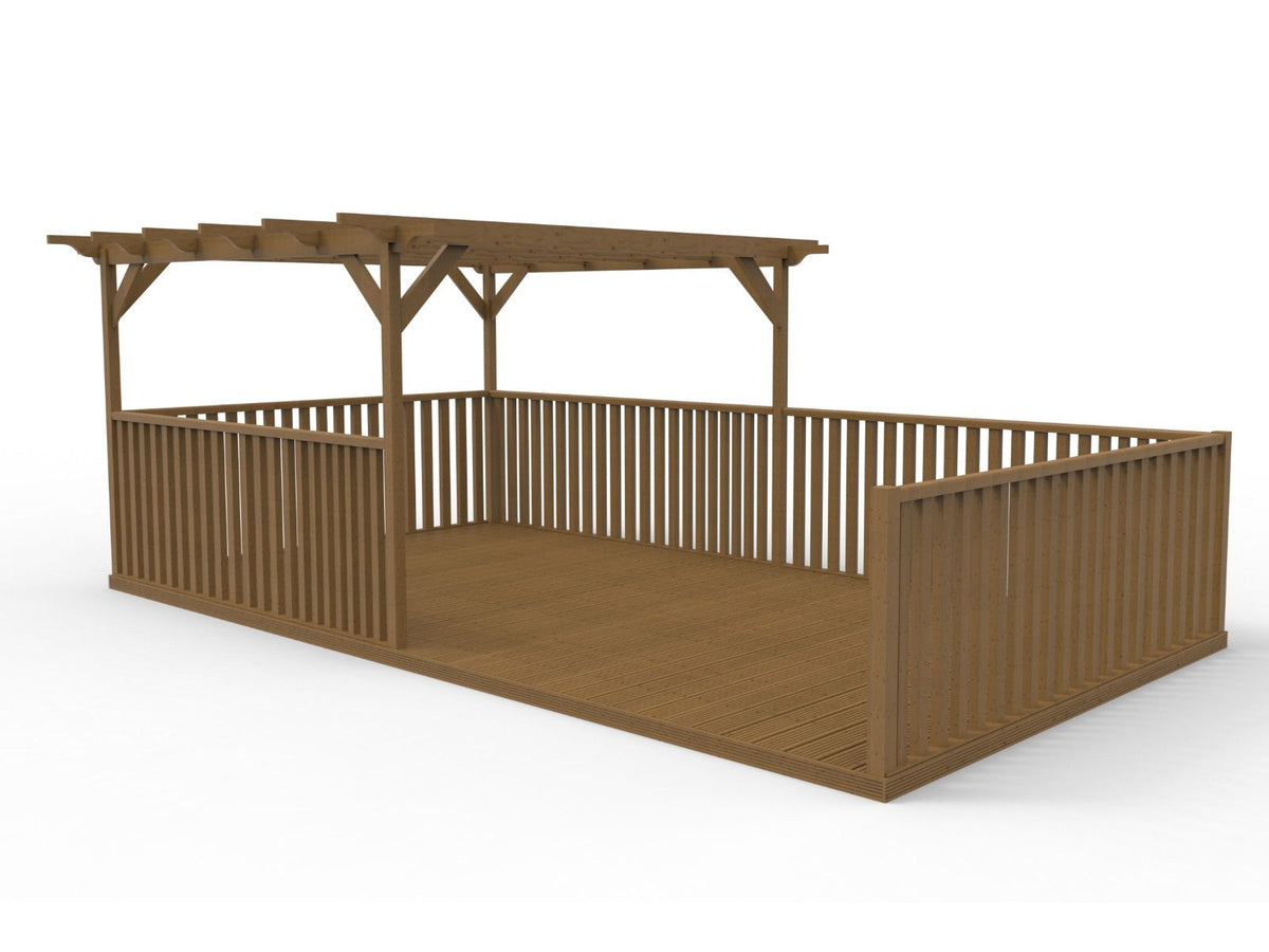 Rectangular Pergola and Decking Kit With Balustrades V.10 - SGP Garden Ltd
