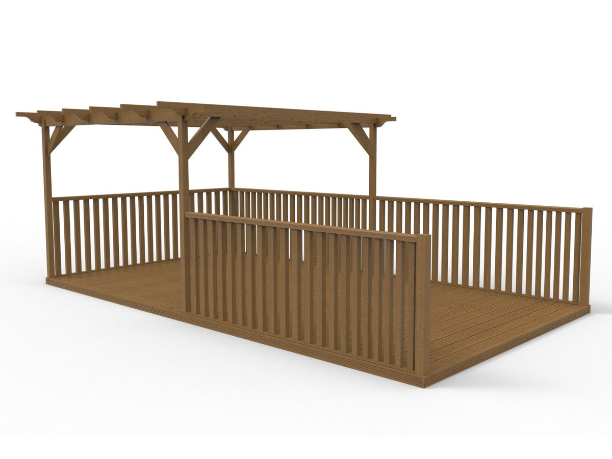 Rectangular Pergola and Decking Kit With Balustrades V.11 - SGP Garden Ltd