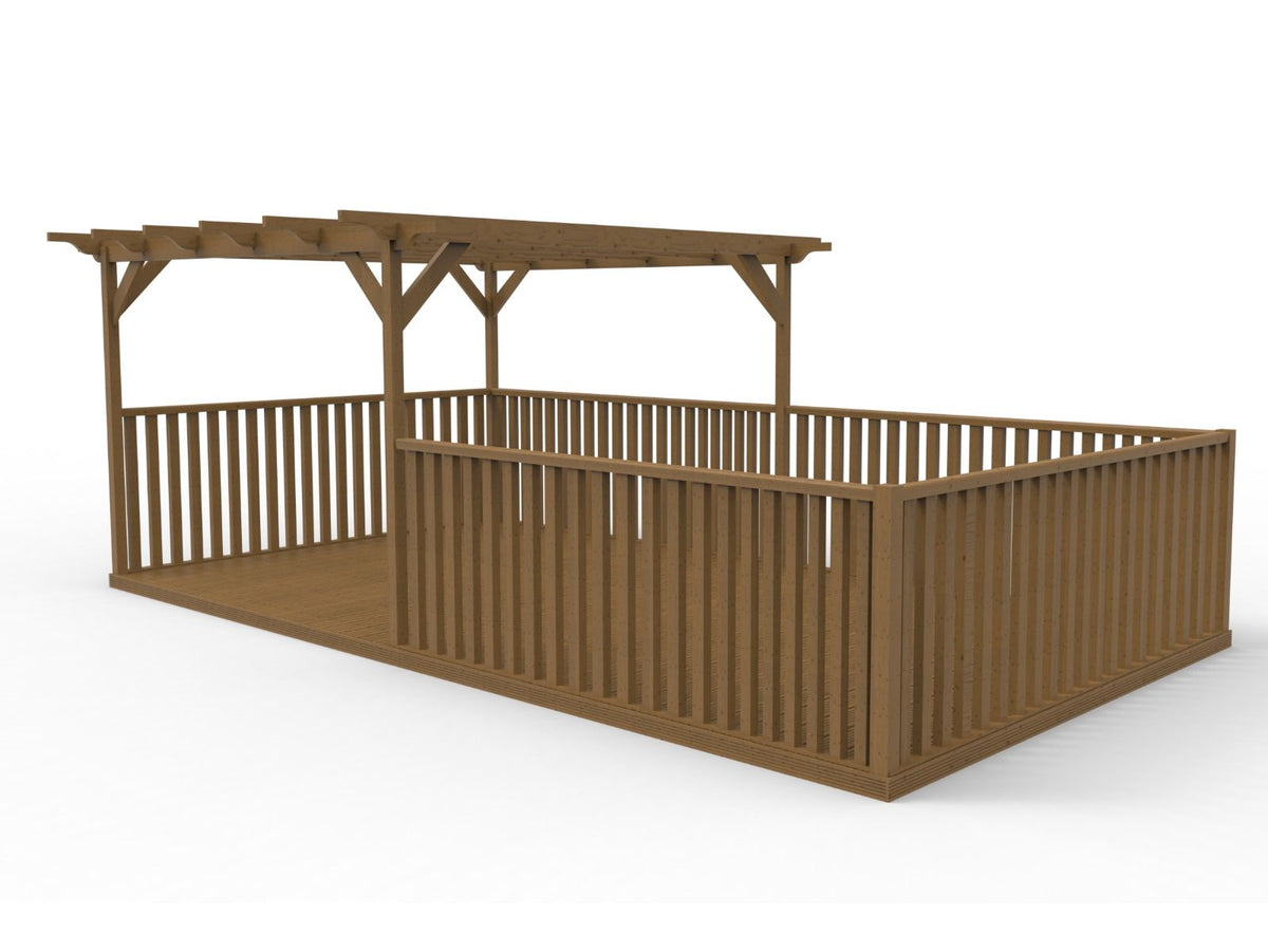 Rectangular Pergola and Decking Kit With Balustrades V.12 - SGP Garden Ltd