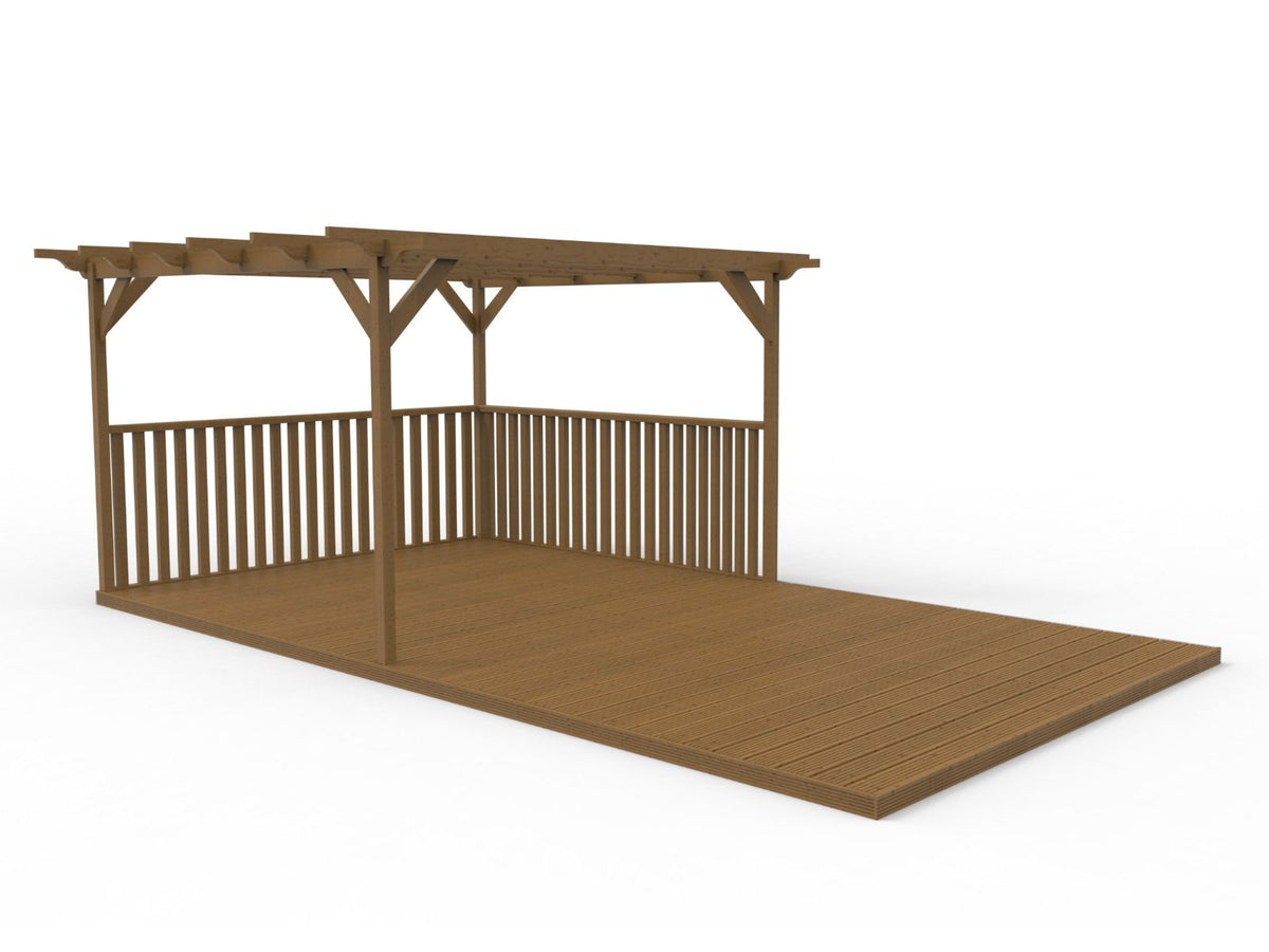 Rectangular Pergola and Decking Kit With Balustrades V.2 - SGP Garden Ltd