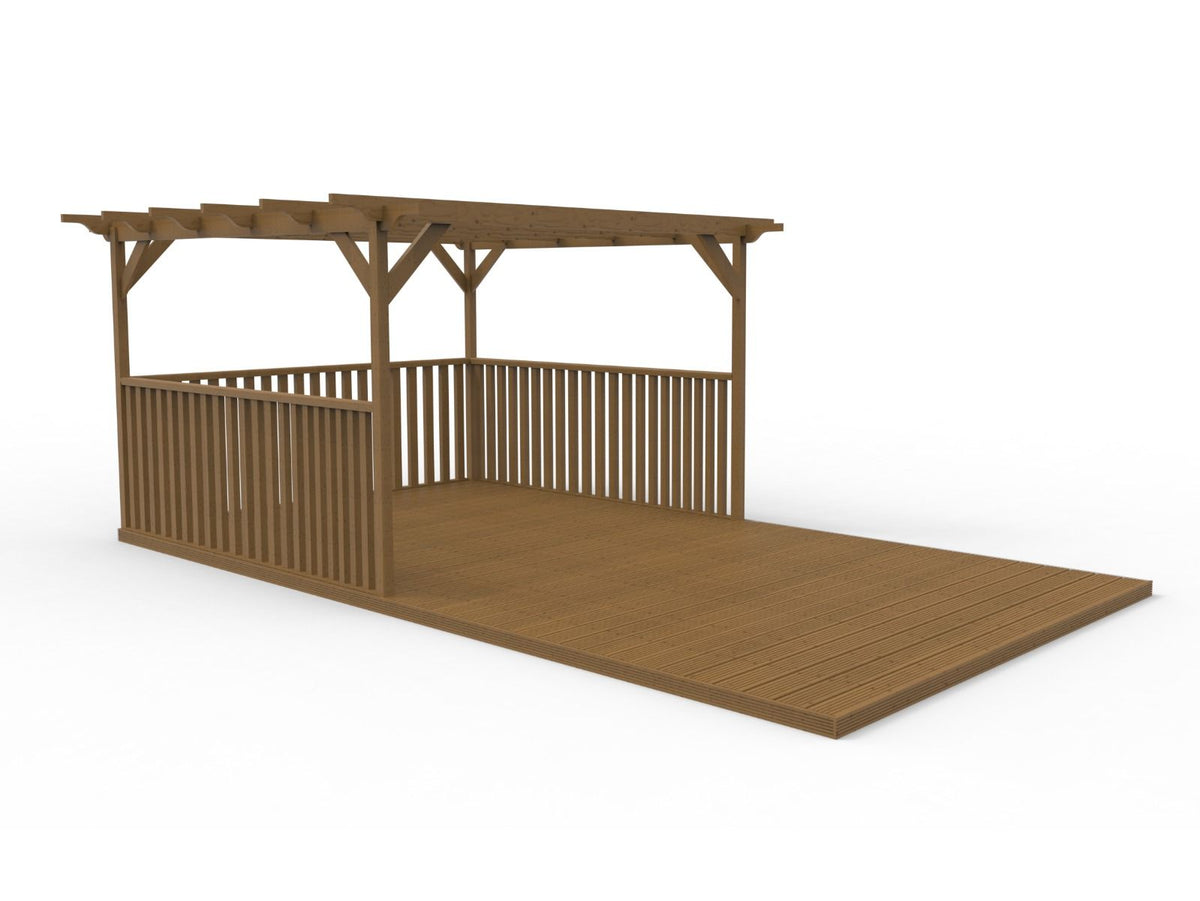 Rectangular Pergola and Decking Kit With Balustrades V.3 - SGP Garden Ltd