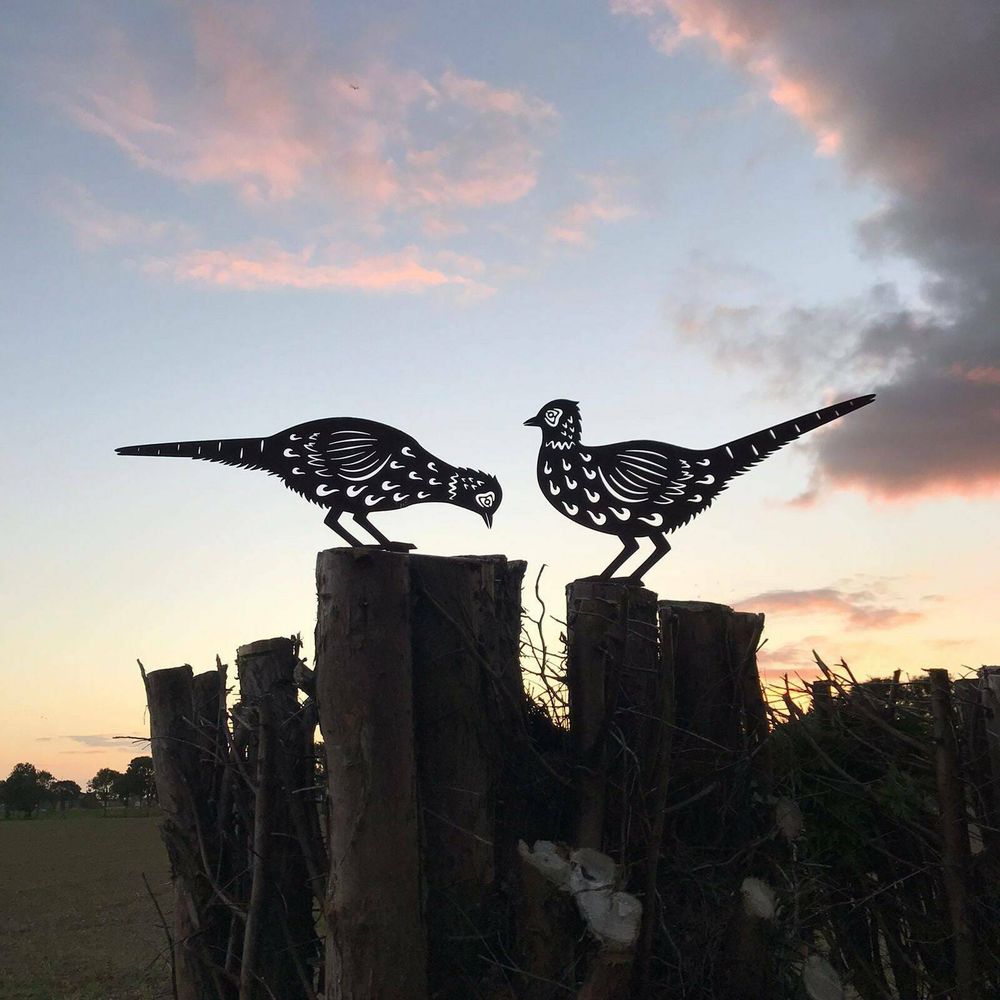 Rusty Metal Pheasants Garden Sign Ornament - Christmas Gift, Indoor/Outdoor Decoration - 2 Pack - SGP Garden Ltd