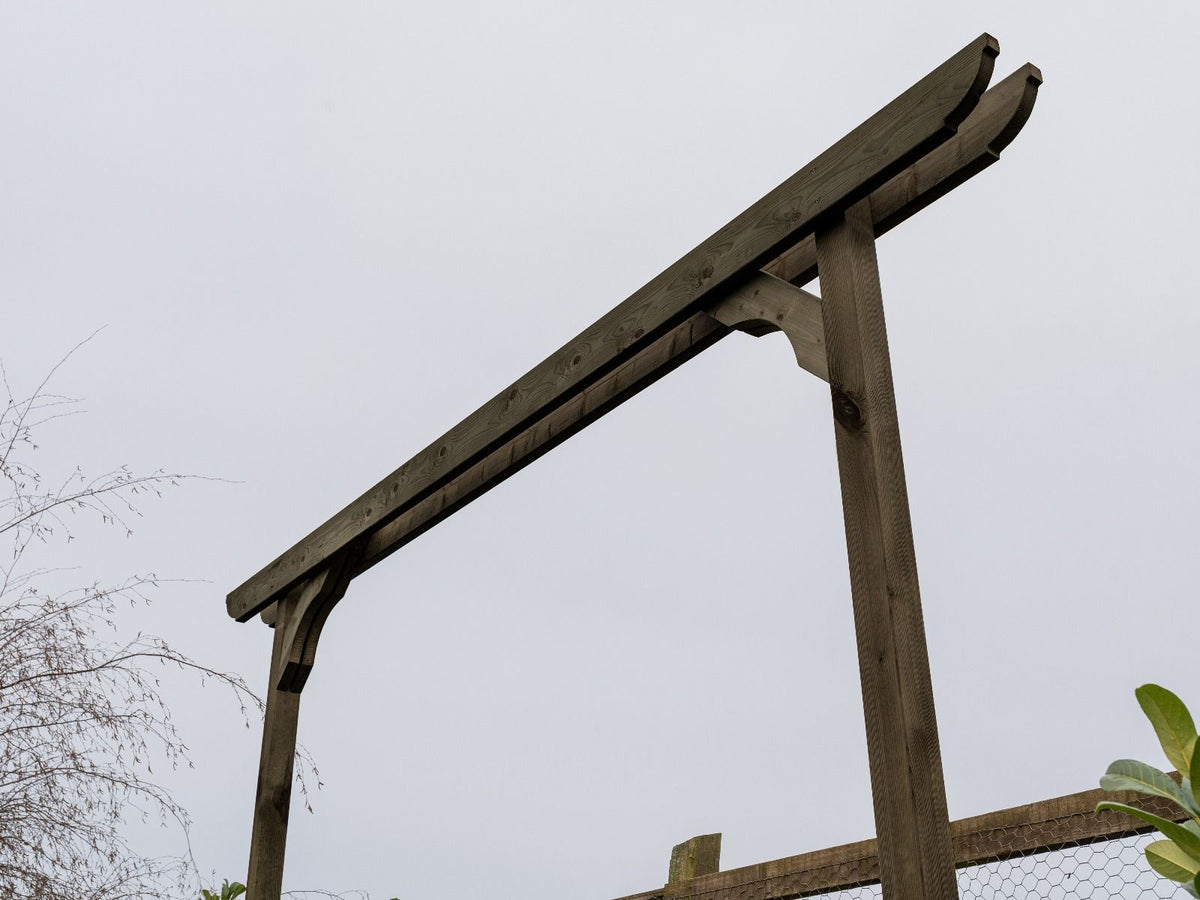 Screen Double Beam Pergola, Plant Climbing Arbour - Corbel Sculpted Brace - SGP Garden Ltd