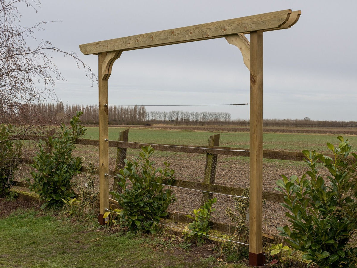 Screen Double Beam Pergola, Plant Climbing Arbour - Corbel Sculpted Brace - SGP Garden Ltd