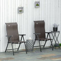 Set of 2 Outdoor Patio PE Rattan Dining Armrests Chair Adjustable Red Brown - SGP Garden Ltd