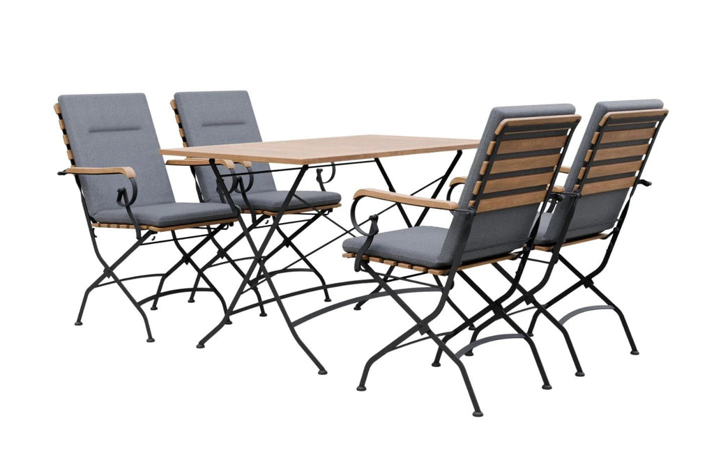 Sicily 4 Seater Teak and Wrought Iron Rectangular 120cm Garden Dining Set - SGP Garden Ltd