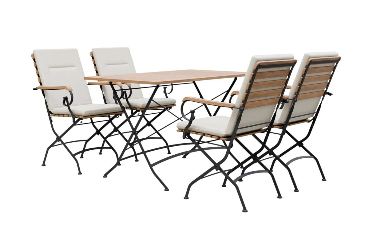 Sicily 4 Seater Teak and Wrought Iron Rectangular 120cm Garden Dining Set - SGP Garden Ltd