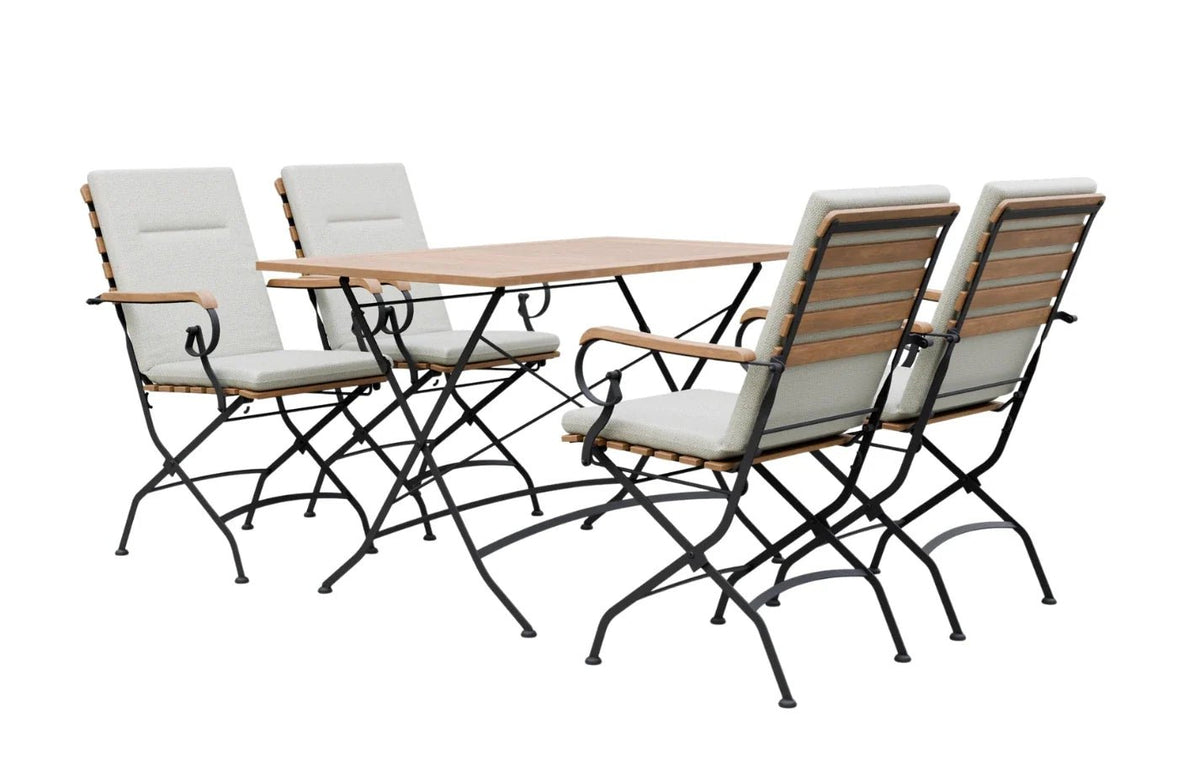 Sicily 4 Seater Teak and Wrought Iron Rectangular 120cm Garden Dining Set - SGP Garden Ltd