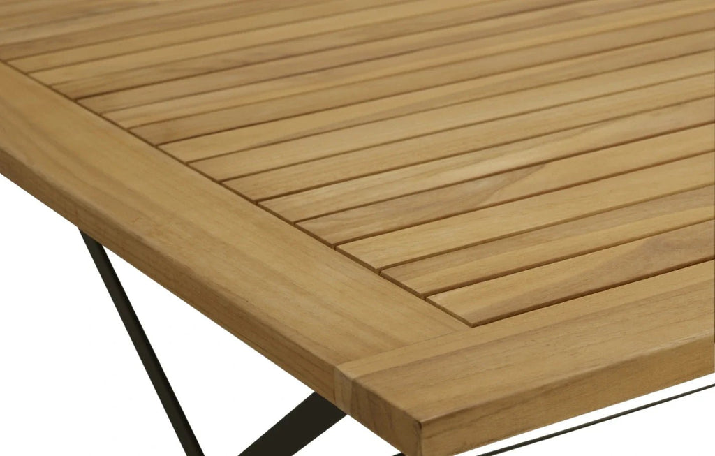 Sicily 4 Seater Teak and Wrought Iron Rectangular 120cm Garden Dining Set - SGP Garden Ltd