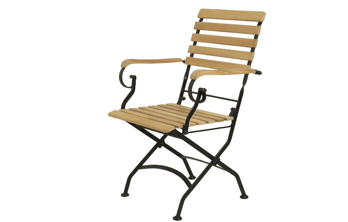 Sicily 4 Seater Teak and Wrought Iron Rectangular 120cm Garden Dining Set - SGP Garden Ltd