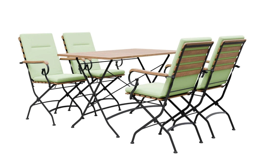 Sicily 4 Seater Teak and Wrought Iron Rectangular 120cm Garden Dining Set - SGP Garden Ltd