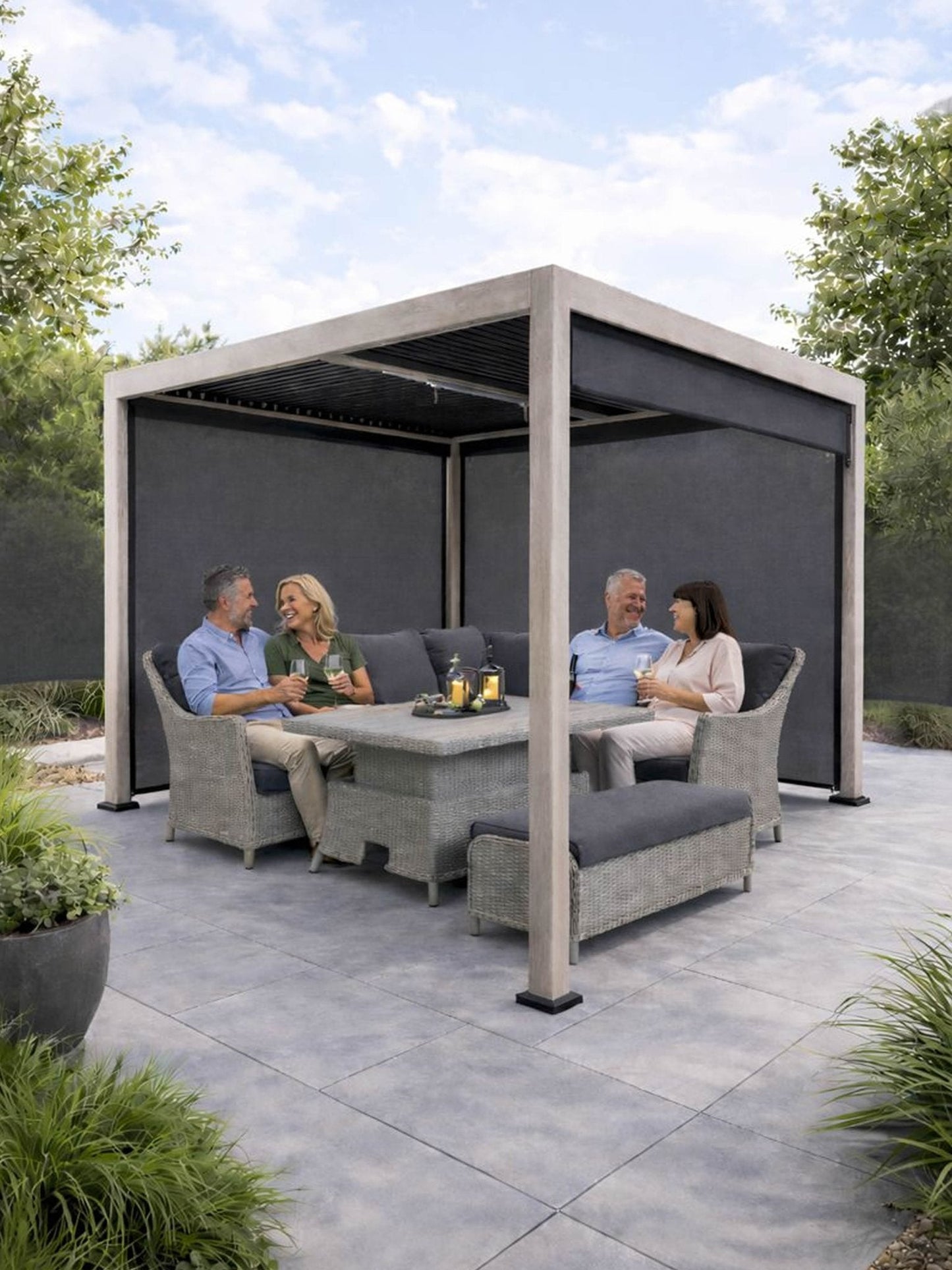 Signature Pergola 3 x 3m with 3 Blinds Incl Delivery and Installation - SGP Garden Ltd