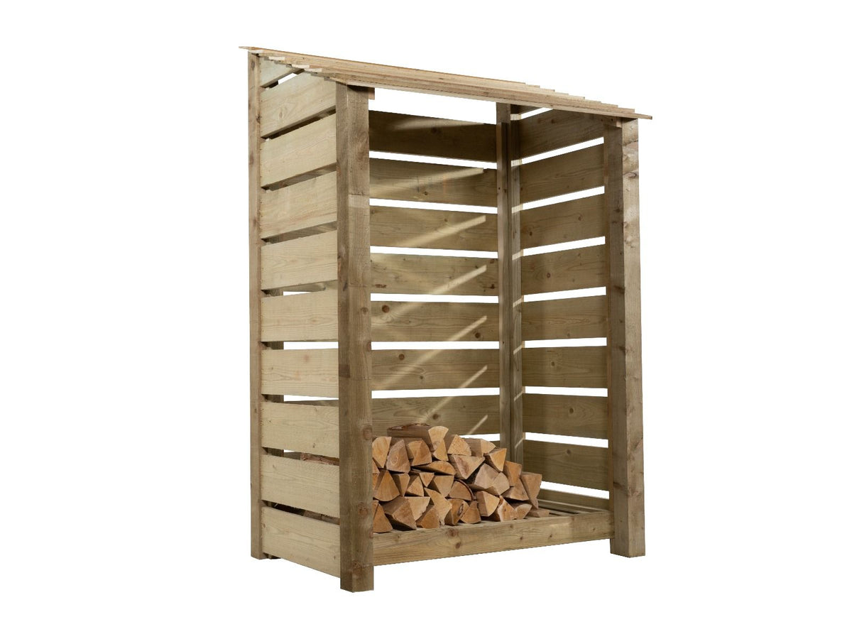 Slatted Wooden Log Store W-119cm, H-126cm Or 180cm, D-88cm - SGP Garden Ltd