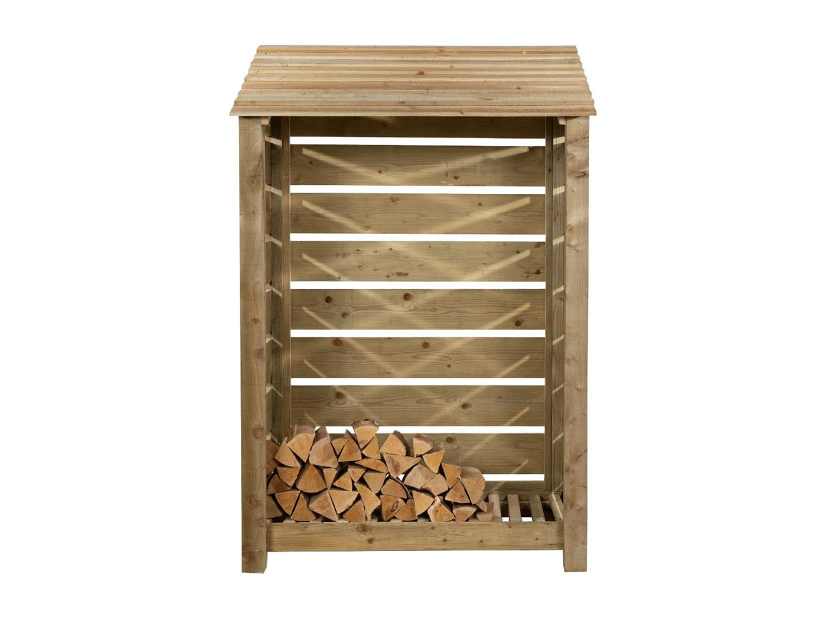 Slatted Wooden Log Store W-119cm, H-126cm Or 180cm, D-88cm - SGP Garden Ltd