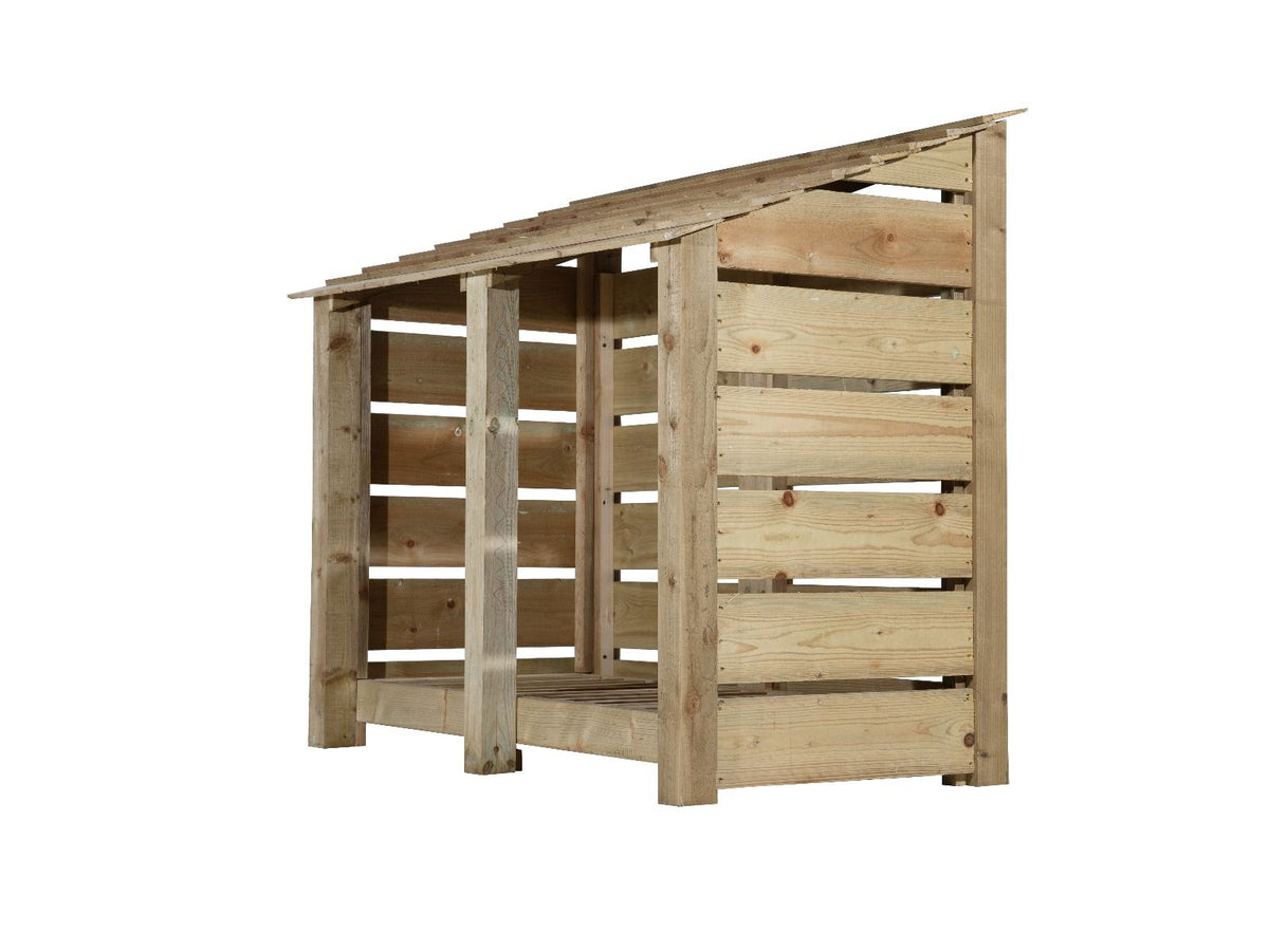 Slatted Wooden Log Store W-146cm, H-126cm Or 180cm, D-88cm - SGP Garden Ltd