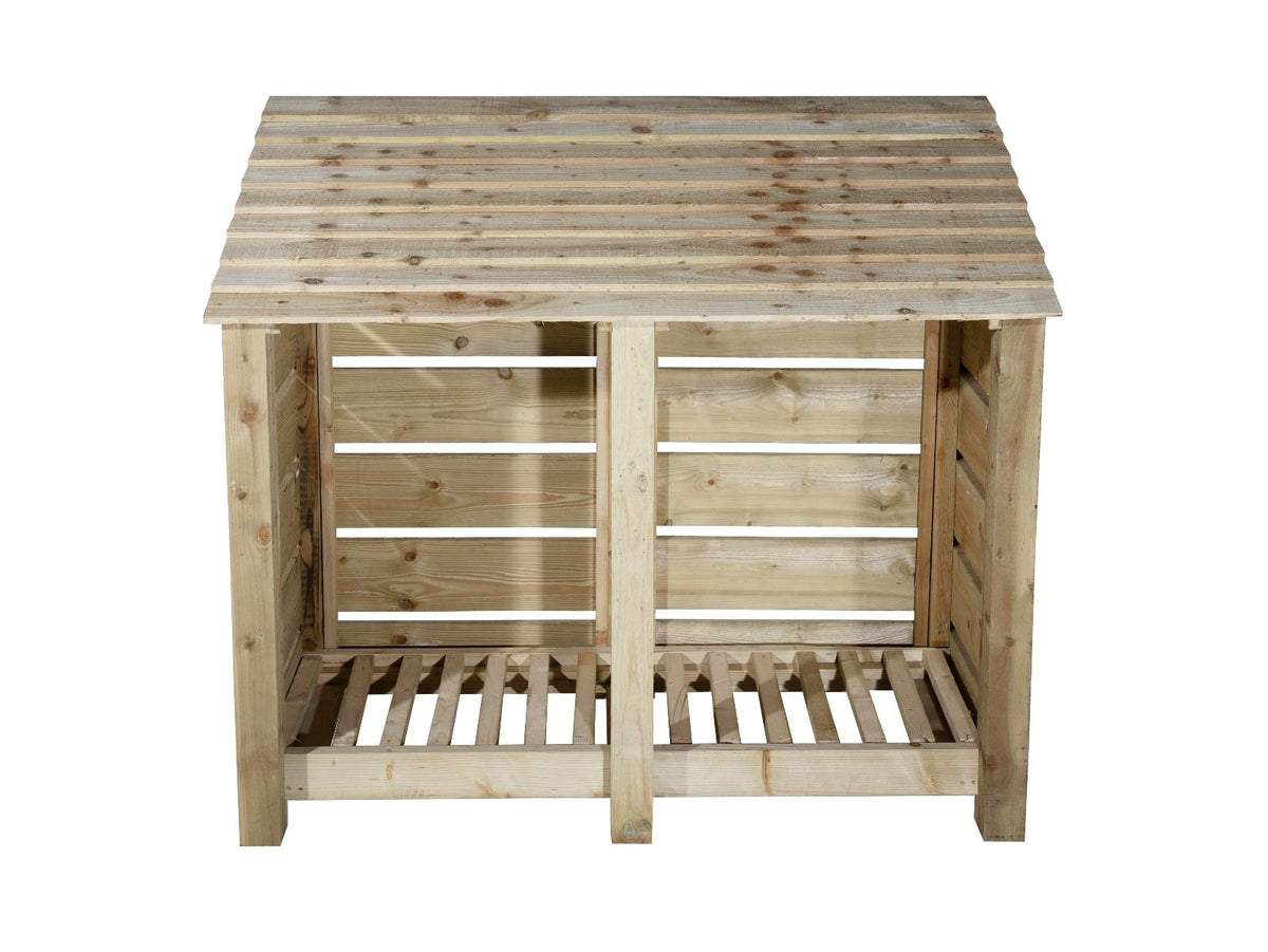 Slatted Wooden Log Store W-146cm, H-126cm Or 180cm, D-88cm - SGP Garden Ltd