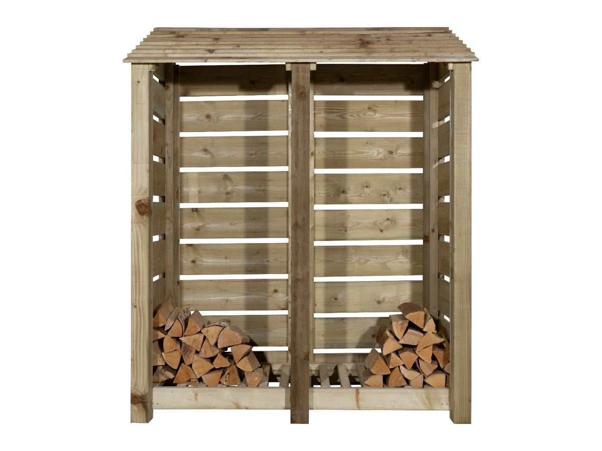 Slatted Wooden Log Store W-146cm, H-126cm Or 180cm, D-88cm - SGP Garden Ltd