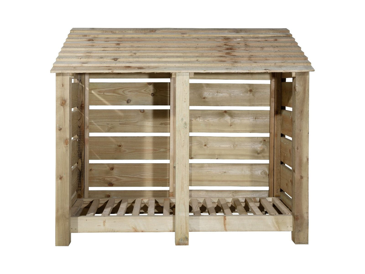 Slatted Wooden Log Store W-146cm, H-126cm Or 180cm, D-88cm - SGP Garden Ltd