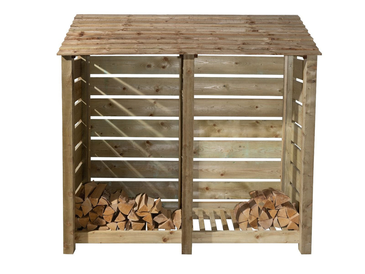 Slatted Wooden Log Store W-187cm, H-126cm or 180cm, D-88cm - SGP Garden Ltd