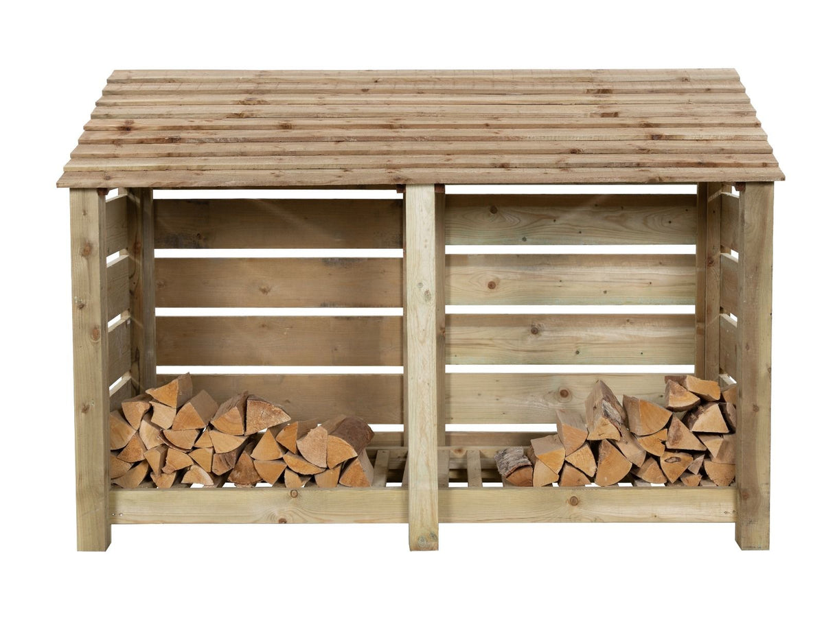 Slatted Wooden Log Store W-187cm, H-126cm or 180cm, D-88cm - SGP Garden Ltd