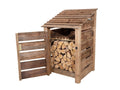 Slatted Wooden Log Store With Door and Shelf W-79cm, H-126cm or 180cm, D-88cm - Brown Finish - SGP Garden Ltd
