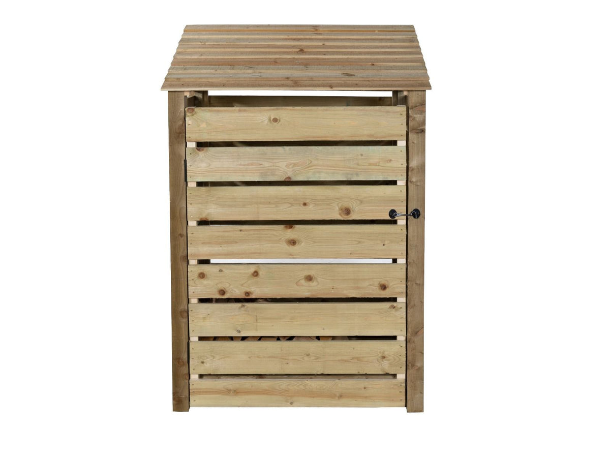 Slatted Wooden Log Store with Door W-119cm, H-126cm Or 180cm, D-88cm - SGP Garden Ltd